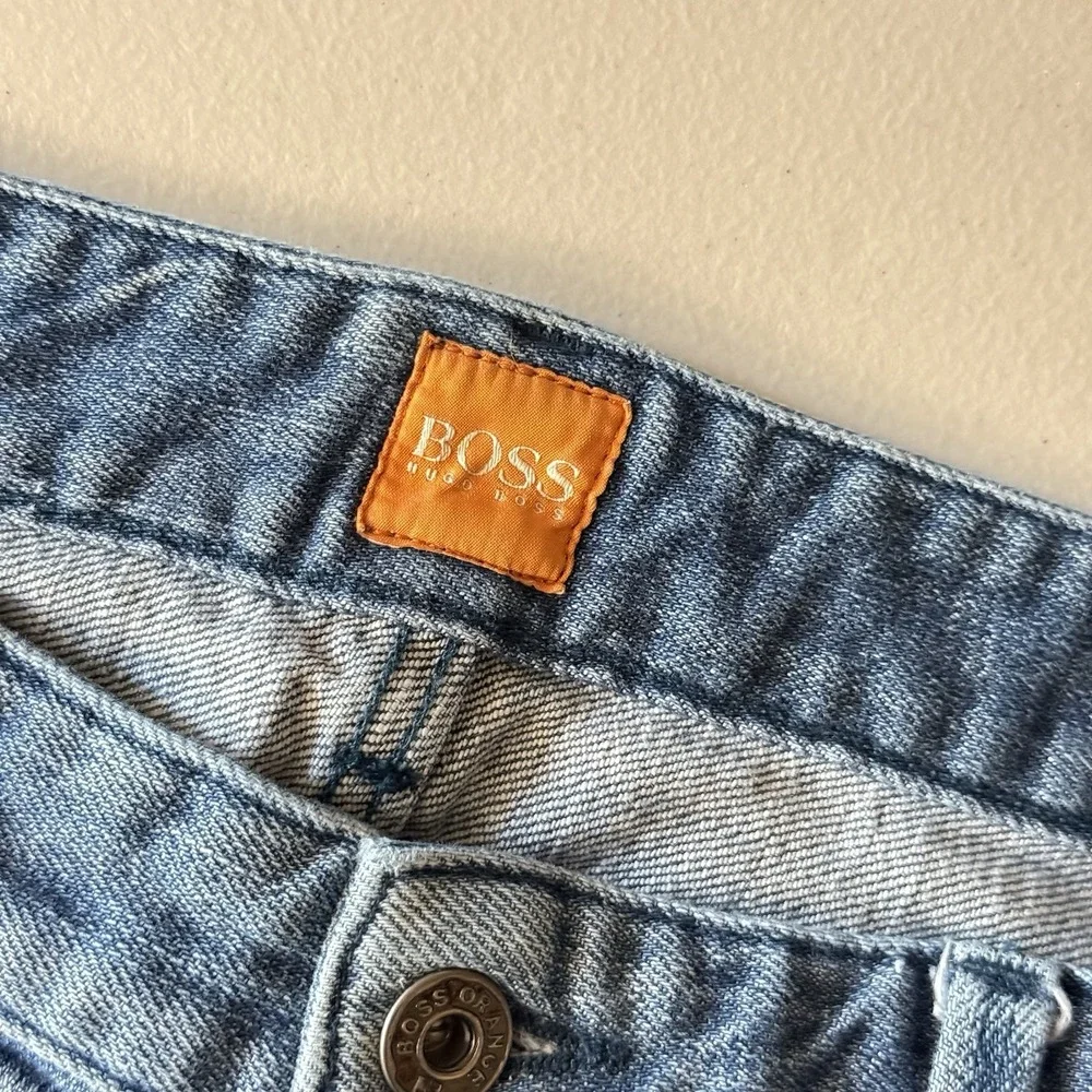 Hugo Boss Orange Mens Jeans 35x32 Blue Straight‎ Slim Medium Wash Denim